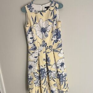 R&K Yellow and Blue Floral Midi Dress